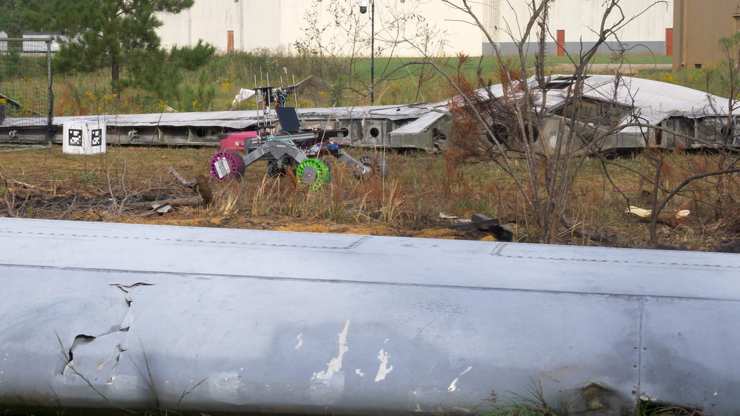 UGV surveying airplane crash field