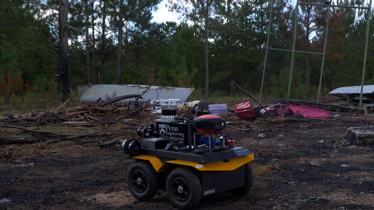 UGV surveying airplane crash field