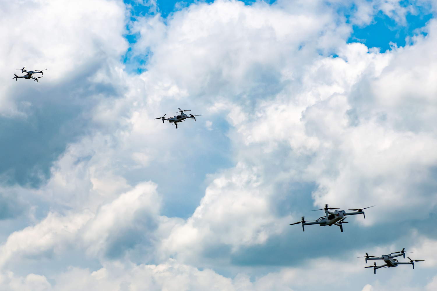 Four UAVs in flight