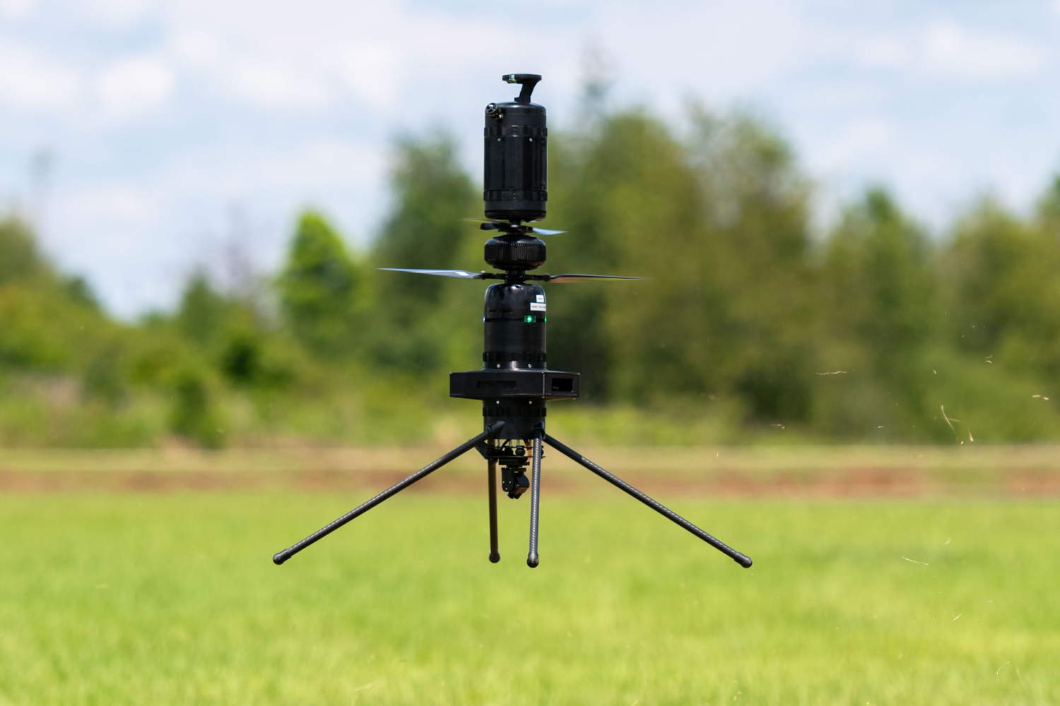 UAV scatters grass while in flight